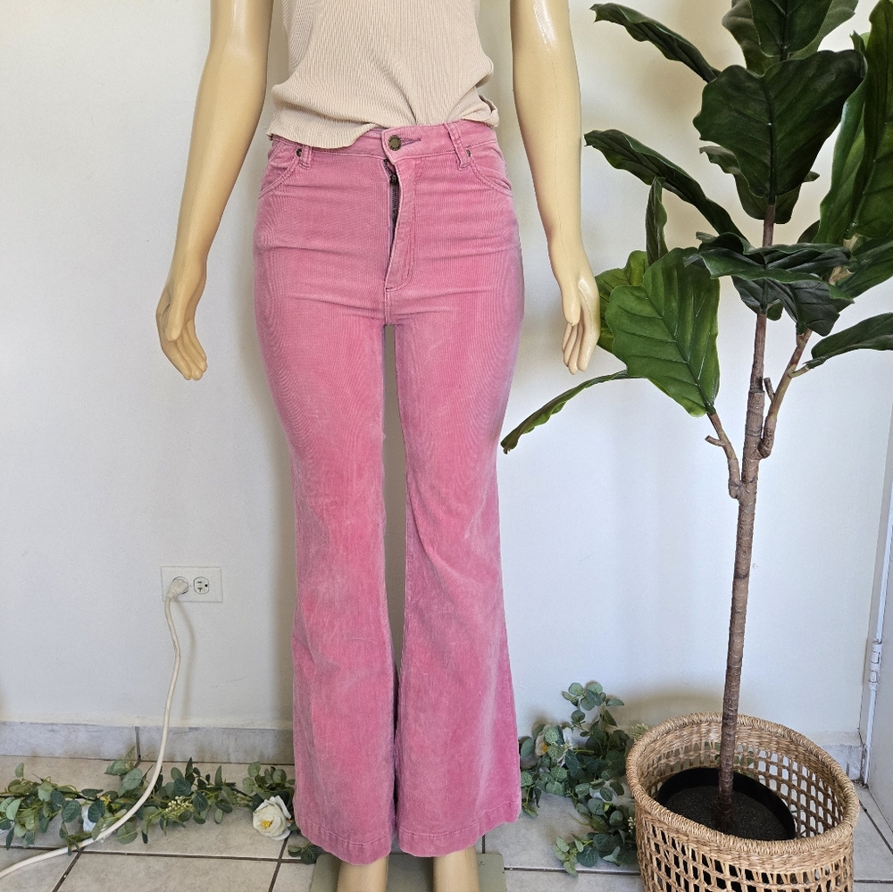 ROLLA'S Eastcoast Flare High Rise Pants Women's Pink Color Size 26 Free People - Picture 2 of 12